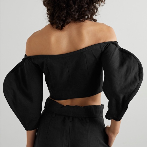 Mara Hoffman Juana Top, off the shoulder, black, 2 - Picture 2 of 5